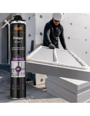 Polipur 4 in 1 Schiuma Adesiva per Cartongesso, Cappotto E Piatto Doccia SIGILL - foto 4