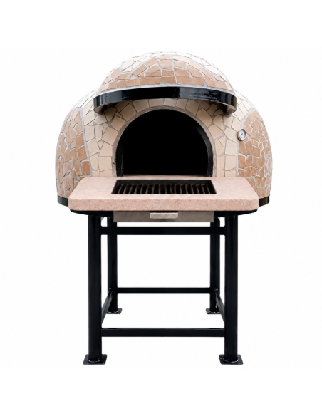 Forno A Legna Diametro 120 Cm Per 5 Pizze Wave Beige Con Predisposizione Barbecue