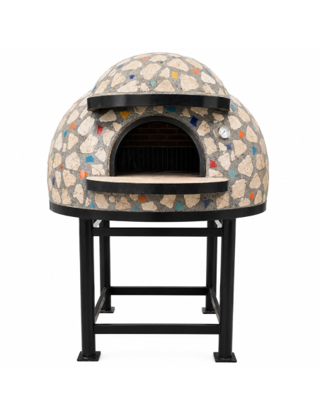 Forno A Legna Artigianale Diametro 100 Cm 3/4 Pizze Palladiana Colorata con Base