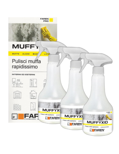 Faren MUFFYXID 500 ml Pulitore Antimuffa Ad Azione Rapida Igienizzante 3 Pezzi