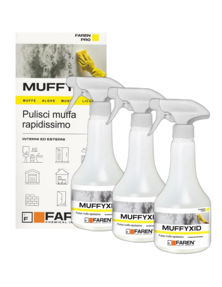 Faren MUFFYXID 500 ml Pulitore Antimuffa Ad Azione Rapida Igienizzante 3 Pezzi