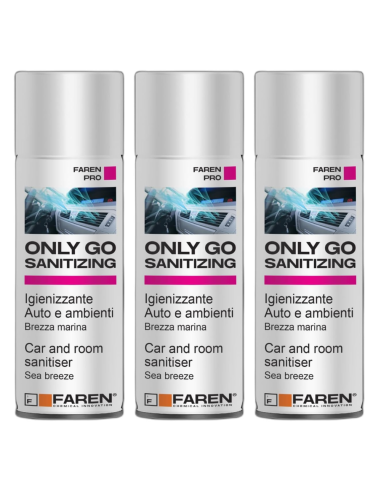 Faren ONLY GO SANITIZING Spray Igienizzante Per Auto E Ambienti 200 ml 3 Pezzi