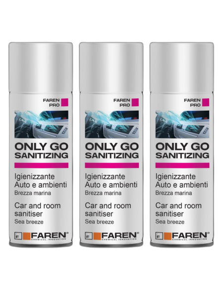 Faren ONLY GO SANITIZING Spray Igienizzante Per Auto E Ambienti 200 ml 3 Pezzi