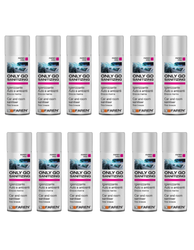 Faren ONLY GO SANITIZING Spray Igienizzante Per Auto E Ambienti 200 ml 12 Pezzi