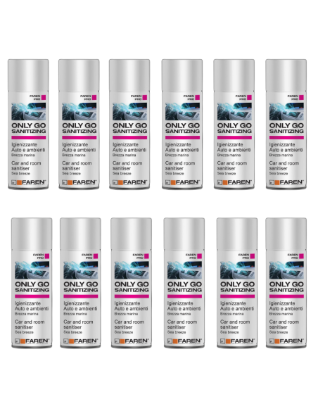 Faren ONLY GO SANITIZING Spray Igienizzante Per Auto E Ambienti 200 ml 12 Pezzi