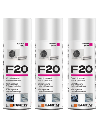 Faren F20 Igienizzante Spray Profumato Per Climatizzatori Casa Auto 400ml 3 Pezzi