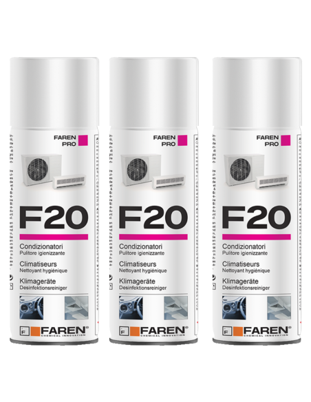 Faren F20 Igienizzante Spray Profumato Per Climatizzatori Casa Auto 400ml 3 Pezzi