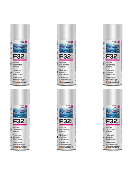 Faren F32 Pulitore Contatti Spray Sgrassante A Rapida Evaporazione 400ml 6 Pezzi