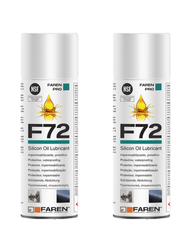 Faren F72 Olio Silicone Spray 400ml Lubrificante Idrorepellente Metalli 2 Pezzi