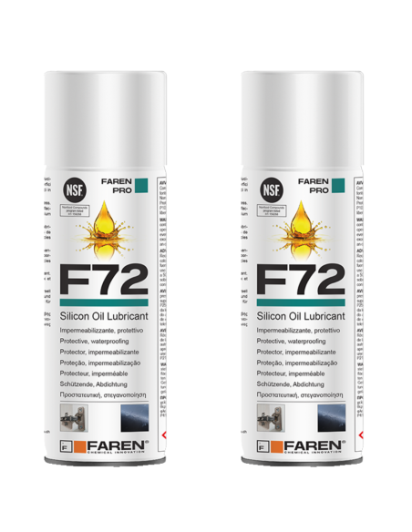 Faren F72 Olio Silicone Spray 400ml Lubrificante Idrorepellente Metalli 2 Pezzi