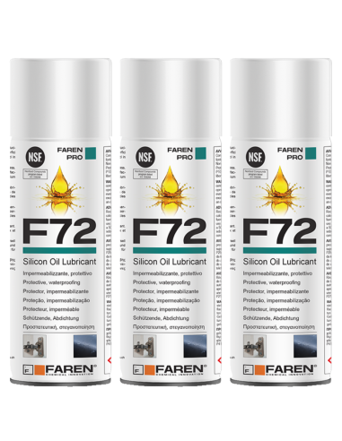 Faren F72 Olio Silicone Spray 400ml Lubrificante Idrorepellente Metalli 3 Pezzi