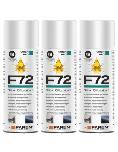 Faren F72 Olio Silicone Spray 400ml Lubrificante Idrorepellente Metalli 3 Pezzi