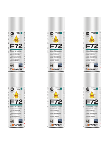 Faren F72 Olio Silicone Spray 400ml Lubrificante Idrorepellente Metalli 6 Pezzi