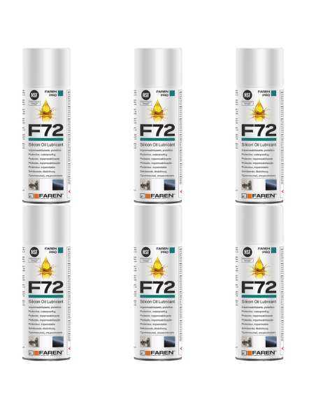 Faren F72 Olio Silicone Spray 400ml Lubrificante Idrorepellente Metalli 6 Pezzi