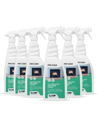 KIT 6 Fire Clean Da 750 ml Pulitore Decarbonizzante Vetri E Superfici Di Camini 