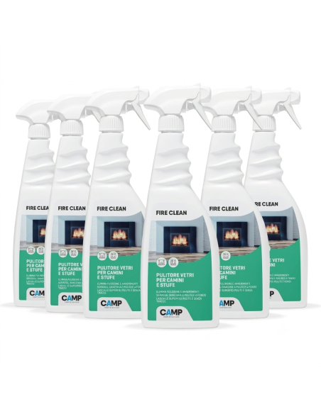 KIT 6 Fire Clean Da 750 ml Pulitore Decarbonizzante Vetri E Superfici Di Camini 