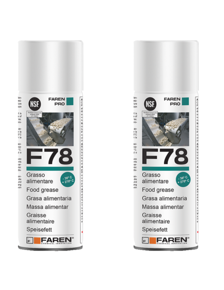 Faren F78 Grasso Spray Alimentare FDA Atossico Antiossidante 400 ml 2 Pezzi