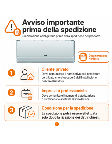 Condizionatore ZEPHIR mono 9000 btu zab9000 my26 std eer 3,25 cop 3,73 a++/a+