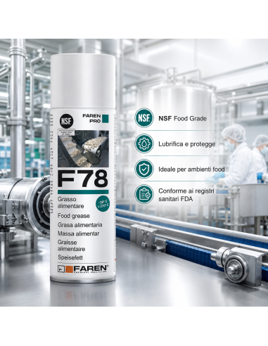 F78 Grasso Spray Alimentare FDA Atossico Antiossidante 400 ml 6 Pezzi FAREN - foto 3