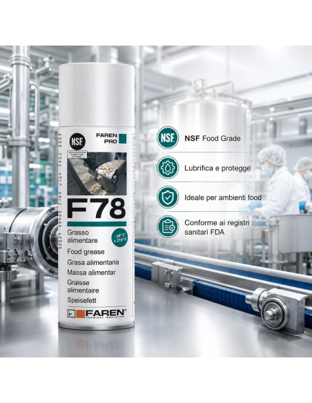 F78 Grasso Spray Alimentare FDA Atossico Antiossidante 400 ml 6 Pezzi FAREN - foto 3