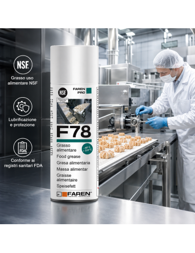 F78 Grasso Spray Alimentare FDA Atossico Antiossidante 400 ml 6 Pezzi FAREN - foto 4