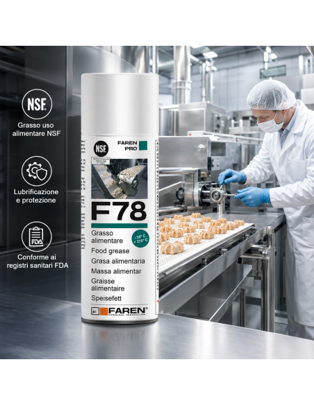 F78 Grasso Spray Alimentare FDA Atossico Antiossidante 400 ml 6 Pezzi FAREN - foto 4