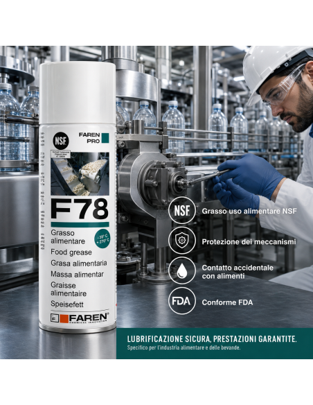 F78 Grasso Spray Alimentare FDA Atossico Antiossidante 400 ml 6 Pezzi FAREN - foto 6