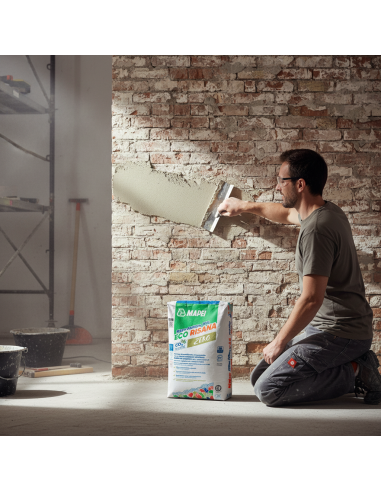 KIT Sacchi Intonaco Deumidificante A Base Calce Mape Antique NHL Eco Risana 20Kg Mapei - foto 10