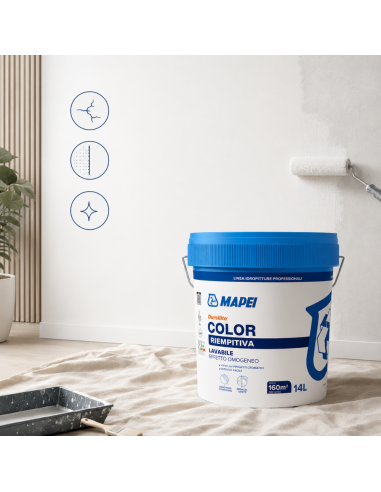 Dursilite Color Idropittura Murale Riempitiva Lavabile Per Interni Fustino 14 L Mapei - foto 4