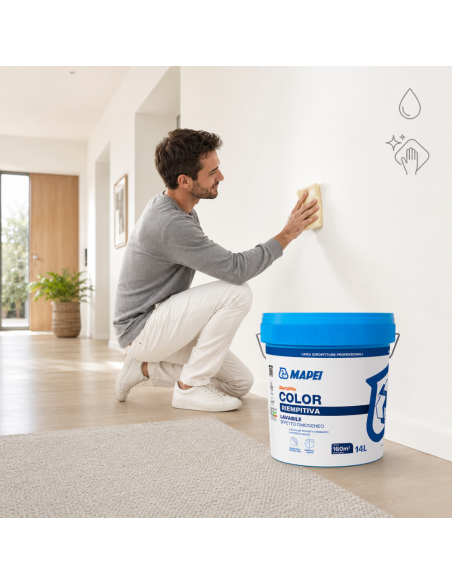 Dursilite Color Idropittura Murale Riempitiva Lavabile Per Interni Fustino 14 L Mapei - foto 5