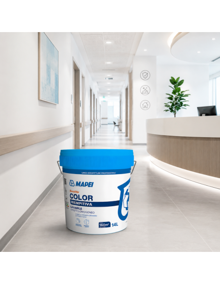 Dursilite Color Idropittura Murale Riempitiva Lavabile Per Interni Fustino 14 L Mapei - foto 6