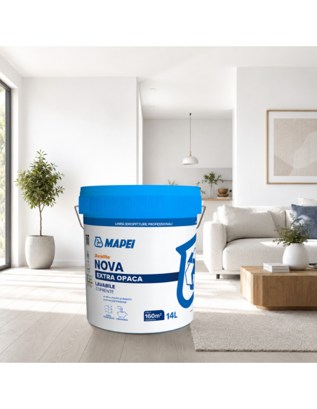 Dursilite Nova Idropittura Murale Extra Opaca Lavabile Coprente Per Interni 14L Mapei - foto 2