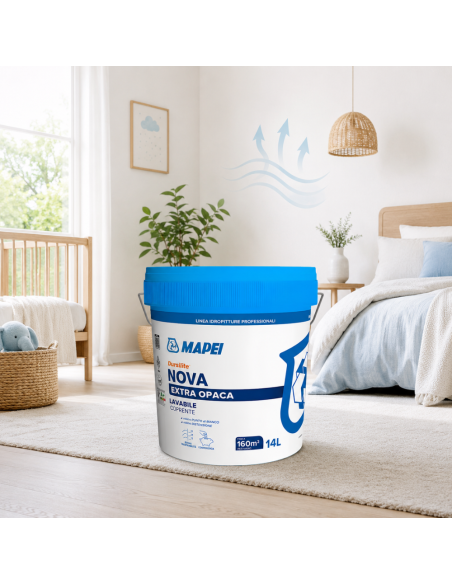 Dursilite Nova Idropittura Murale Extra Opaca Lavabile Coprente Per Interni 14L Mapei - foto 6