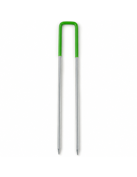 Picchetti A U Zincati 15x3 cm Testa Verde Fissaggio Prato Sintetico 20 Pezzi 4F GROUP - foto 2