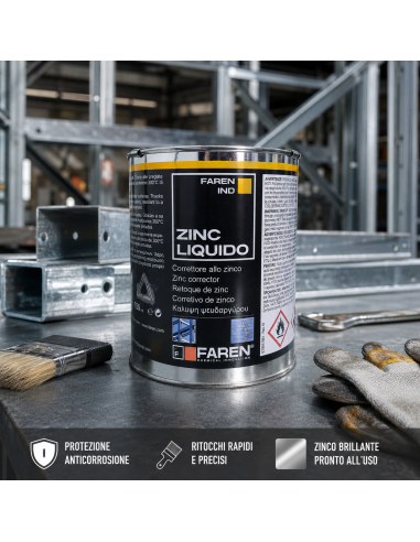 ZINC Zincante A Freddo Puro 98% Brillante Resistente Alte Temperature 750ml FAREN - foto 3