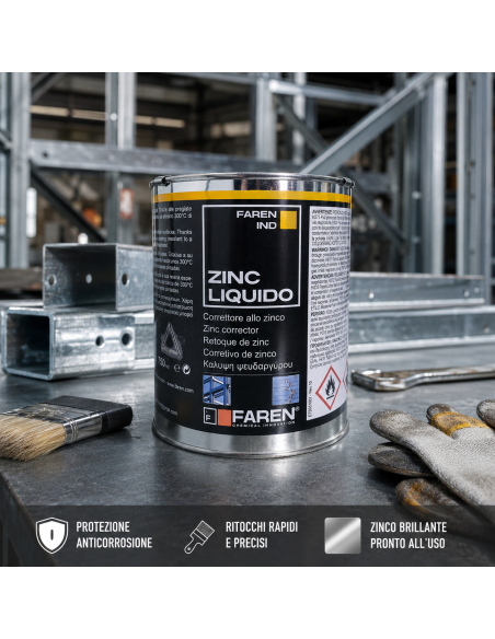 ZINC Zincante A Freddo Puro 98% Brillante Resistente Alte Temperature 750ml FAREN - foto 3