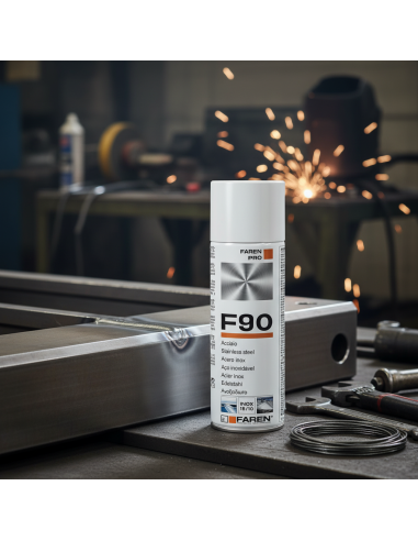 F90 Acciaio Inox Spray Per Trattamento Metalli Anticorrosivo 400 ml 2 Pezzi FAREN - foto 5
