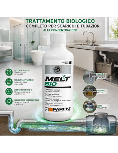 MELT BIO BAG Trattamento Biologico Per Scarichi E Tubazioni 1 Litro FAREN - foto 5