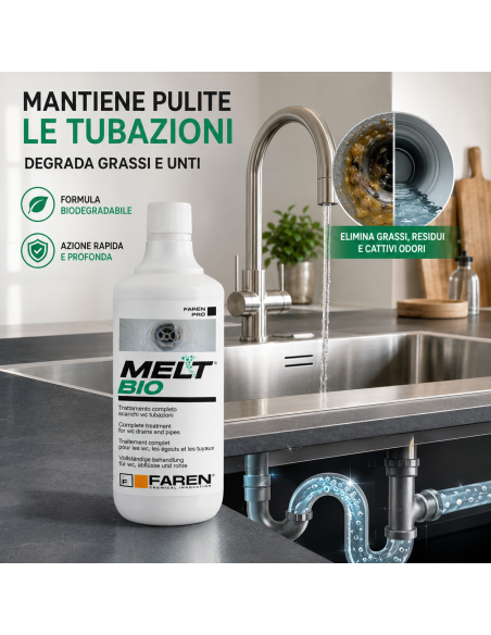 MELT BIO BAG Trattamento Biologico Per Scarichi E Tubazioni 1 Litro FAREN - foto 6