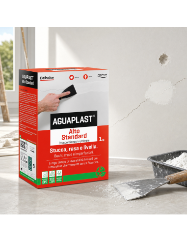 AGUAPLAST ALTO STANDARD POLVERE Stucco Pronto Per Interni 1 Kg BOLDRINI - foto 6