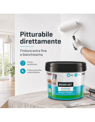 AGUAPLAST UNIVERSALE Stucco Pronto All'Uso Per Qualsiasi Superficie 1 Kg BOLDRINI - foto 5