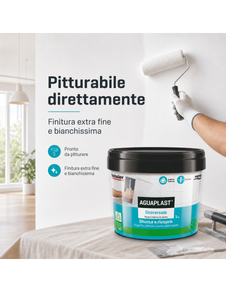 AGUAPLAST UNIVERSALE Stucco Pronto All'Uso Per Qualsiasi Superficie 1 Kg BOLDRINI - foto 5