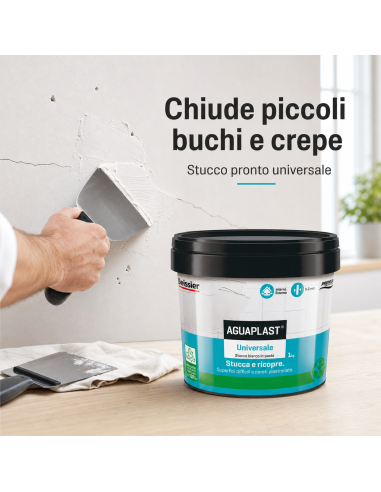 AGUAPLAST UNIVERSALE Stucco Pronto All'Uso Per Qualsiasi Superficie 1 Kg BOLDRINI - foto 6