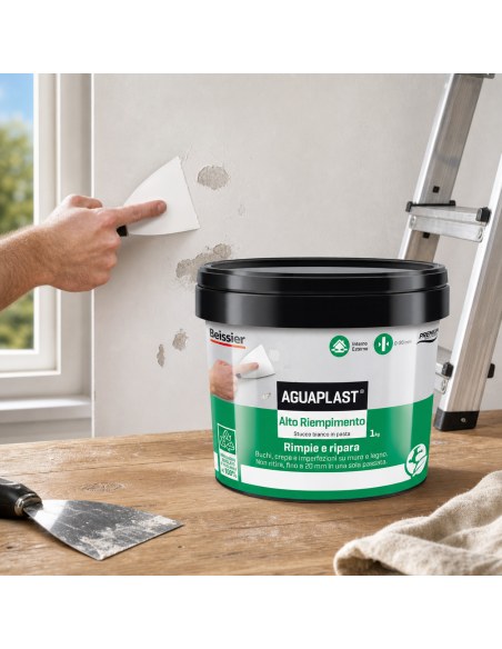 AGUAPLAST ALTO RIEMPIMENTO PASTA Stucco Per Muro E Legno 1 Kg BOLDRINI - foto 5