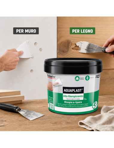 AGUAPLAST ALTO RIEMPIMENTO PASTA Stucco Per Muro E Legno 1 Kg BOLDRINI - foto 6