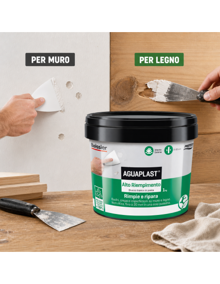 AGUAPLAST ALTO RIEMPIMENTO PASTA Stucco Per Muro E Legno 1 Kg BOLDRINI - foto 6