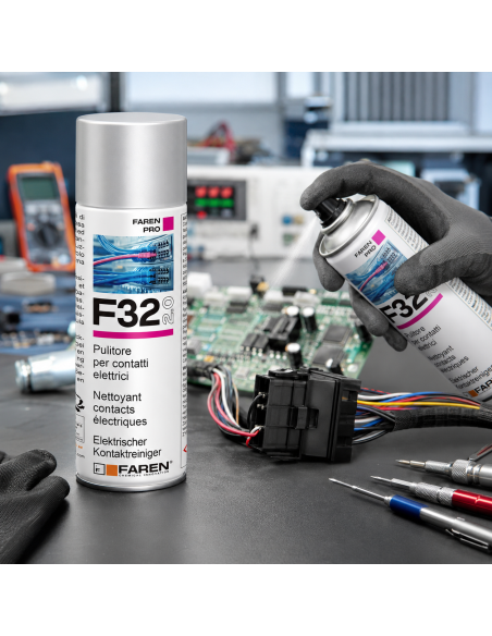 F32 Pulitore Contatti Spray Sgrassante A Rapida Evaporazione 400ml 6 Pezzi FAREN - foto 2