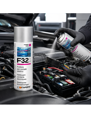 F32 Pulitore Contatti Spray Sgrassante A Rapida Evaporazione 400ml 6 Pezzi FAREN - foto 5