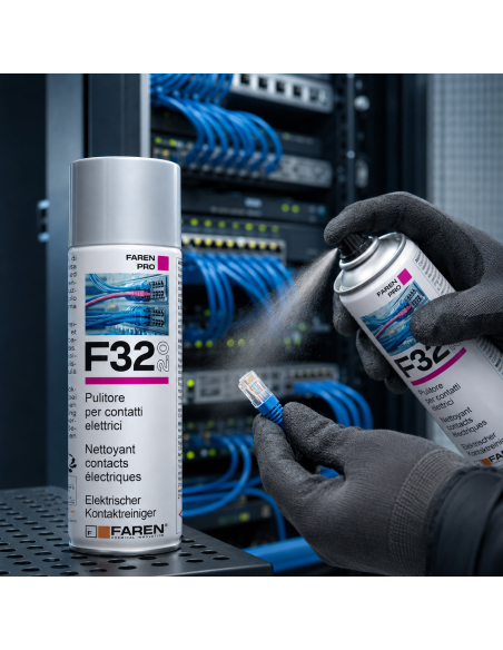 F32 Pulitore Contatti Spray Sgrassante A Rapida Evaporazione 400ml 2 Pezzi FAREN - foto 3