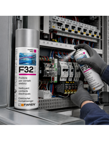 F32 Pulitore Contatti Spray Sgrassante A Rapida Evaporazione 400ml 3 Pezzi FAREN - foto 4